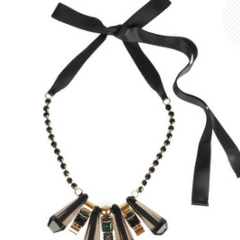 Marni Necklace Resin And Crystal Black And Gold Statement Necklace